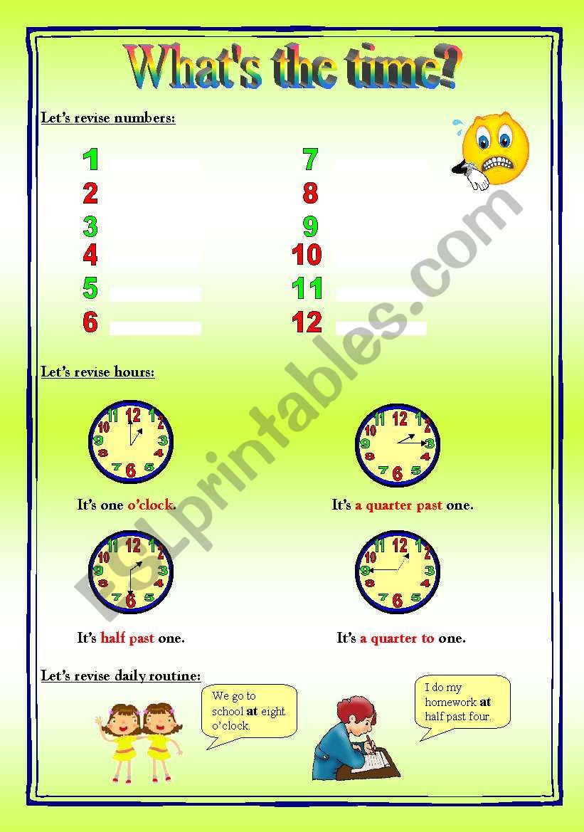 Lets practise - time revision - three pages