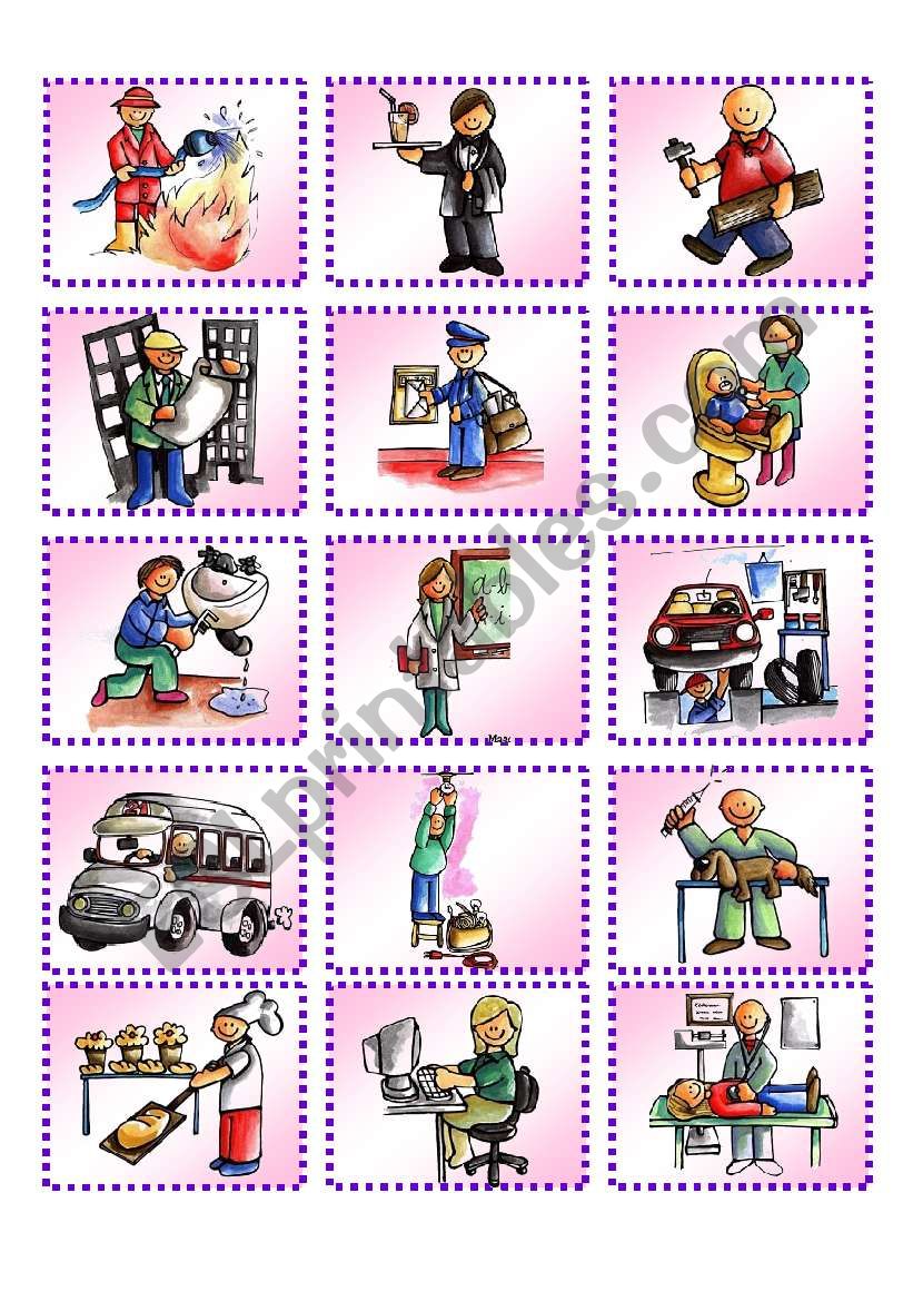 OCCUPATIONS Memory cards worksheet