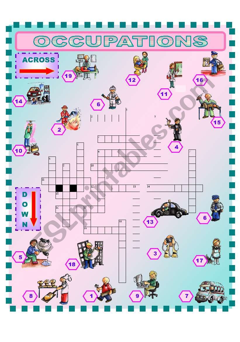 OCCUPATIONS Crossword Puzzle worksheet