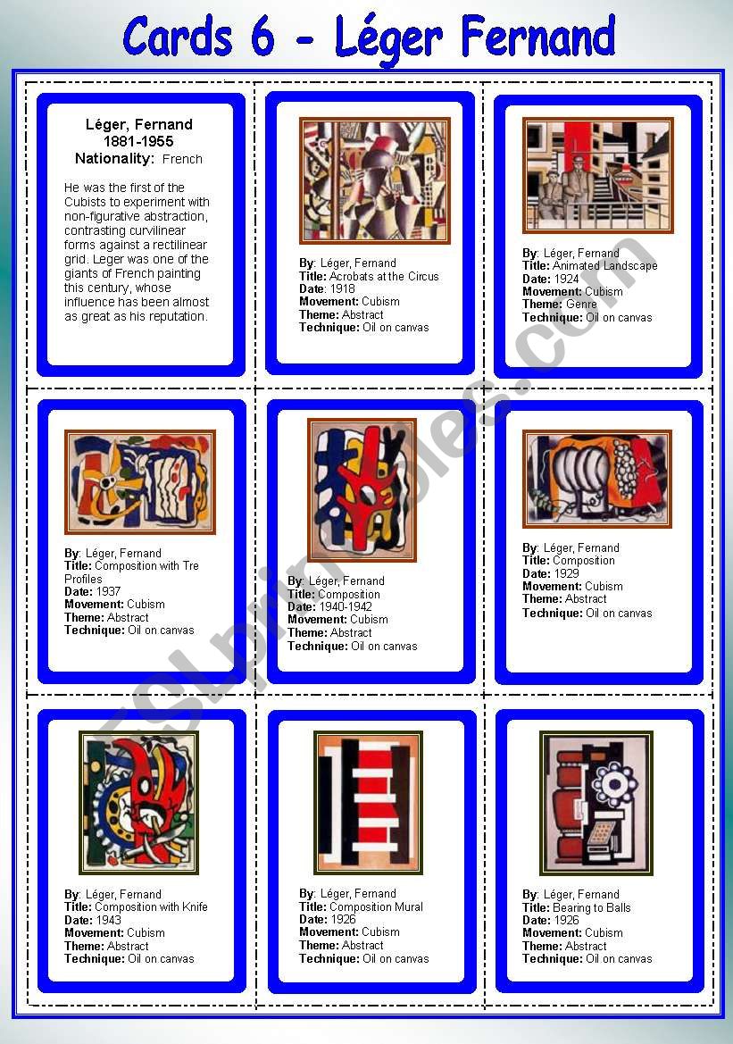 Cards 6 - LÃ©ger, Fernand worksheet