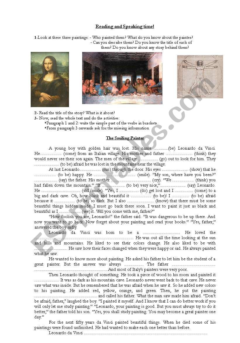 Da VinciÂ´s reading and peaking activities