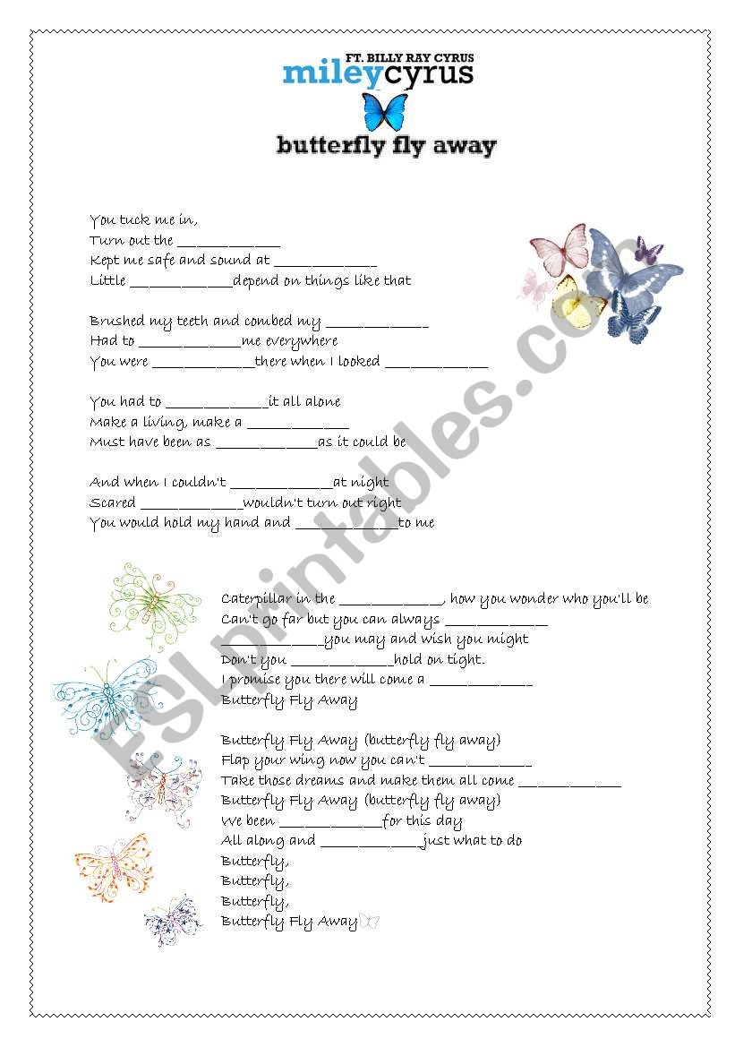 Butterfly fly away worksheet