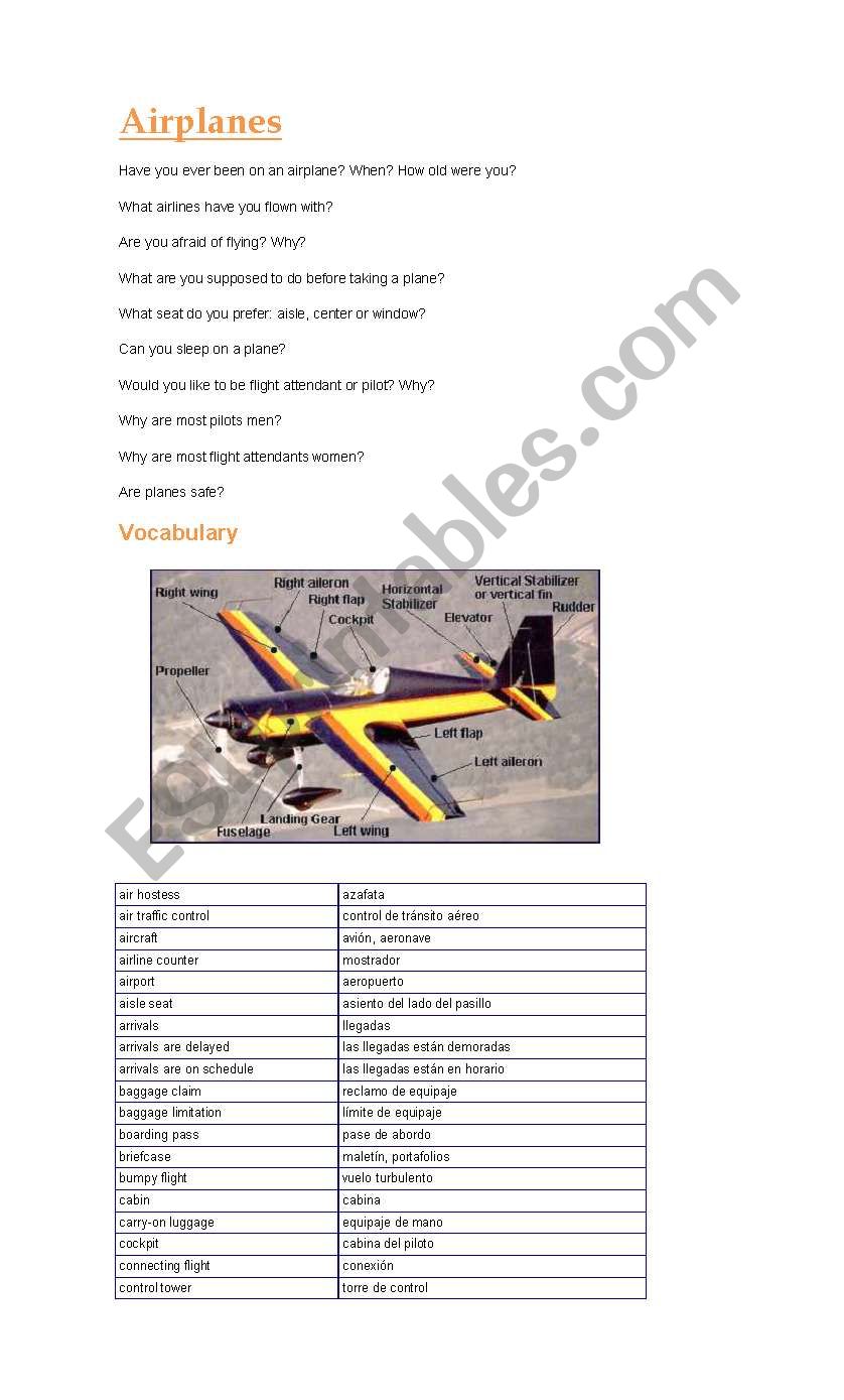Airport Vocabulary worksheet