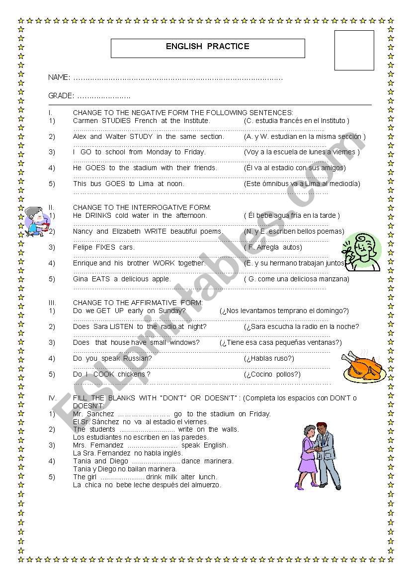 EXERCISES SIMPLE PRESENT worksheet