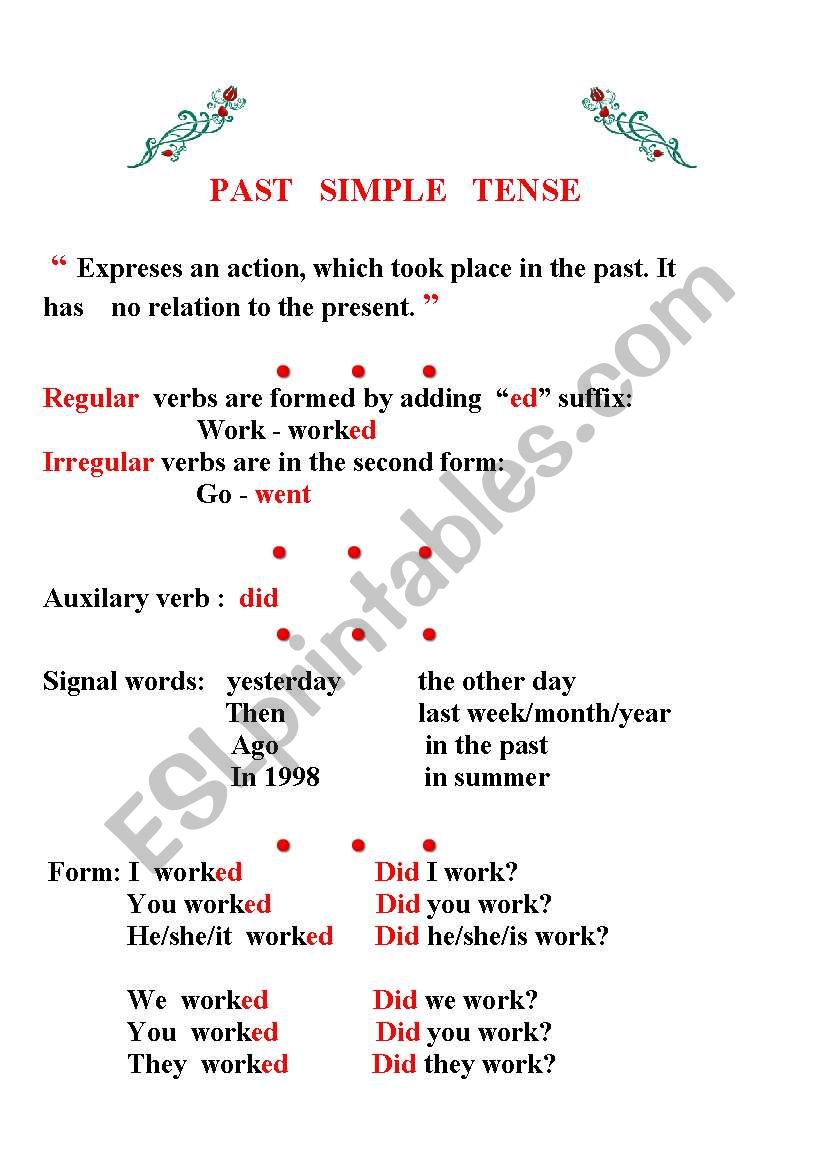 past simple worksheet