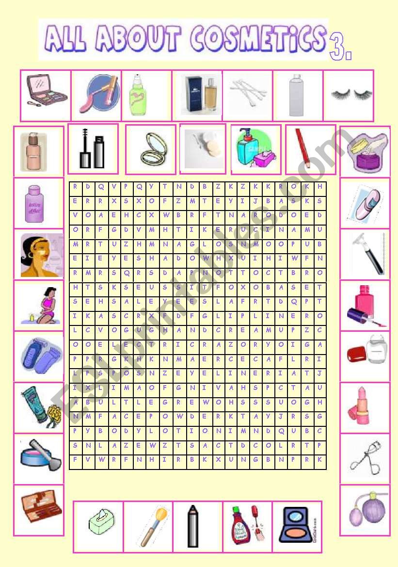 All about cosmetics 3.(wordsearch)