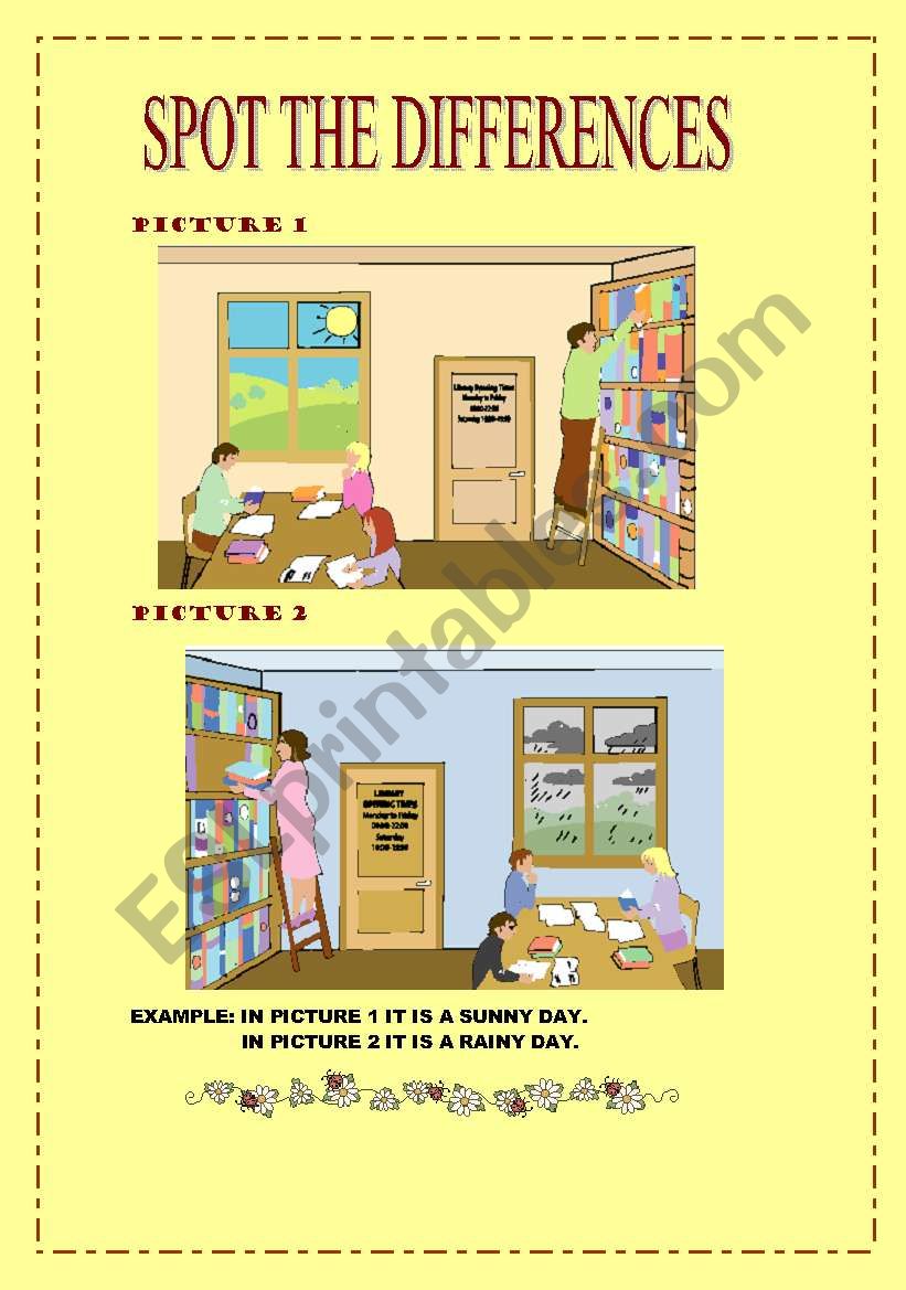 SPOT THE DIFFERENCES 2 worksheet