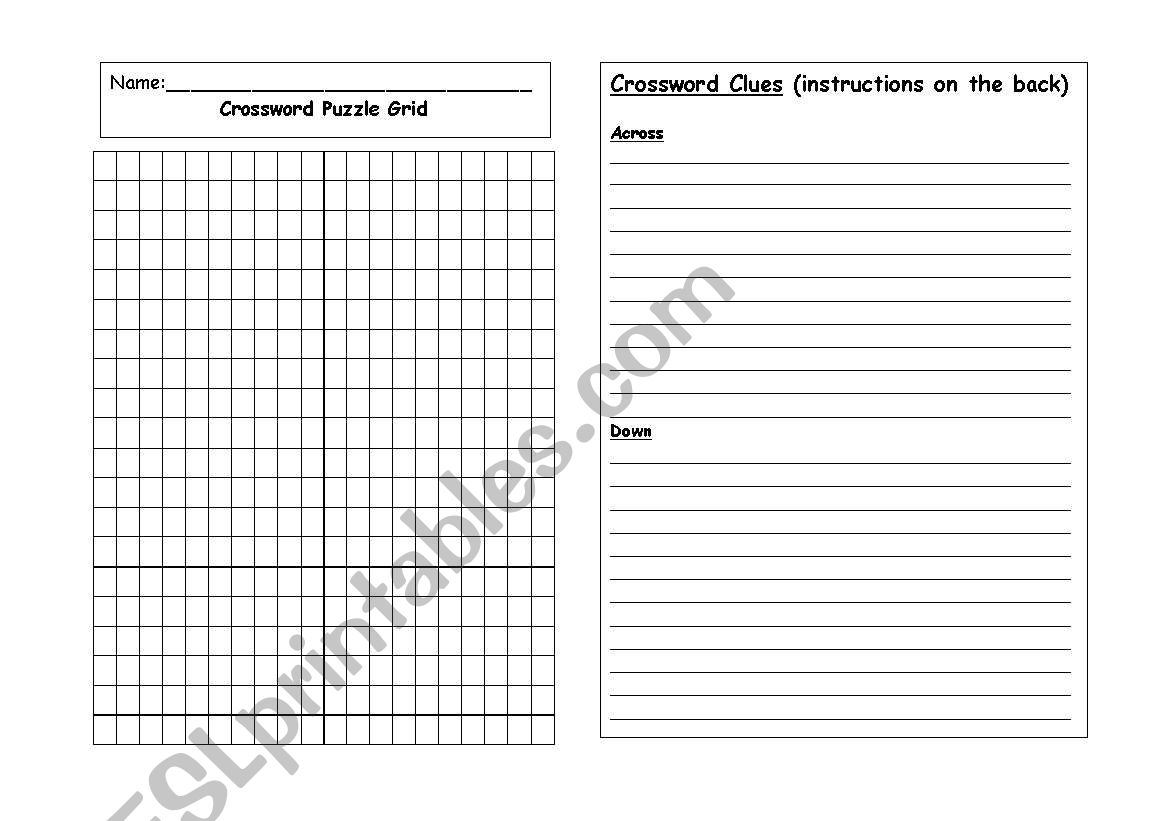 Create your own crosswords worksheet