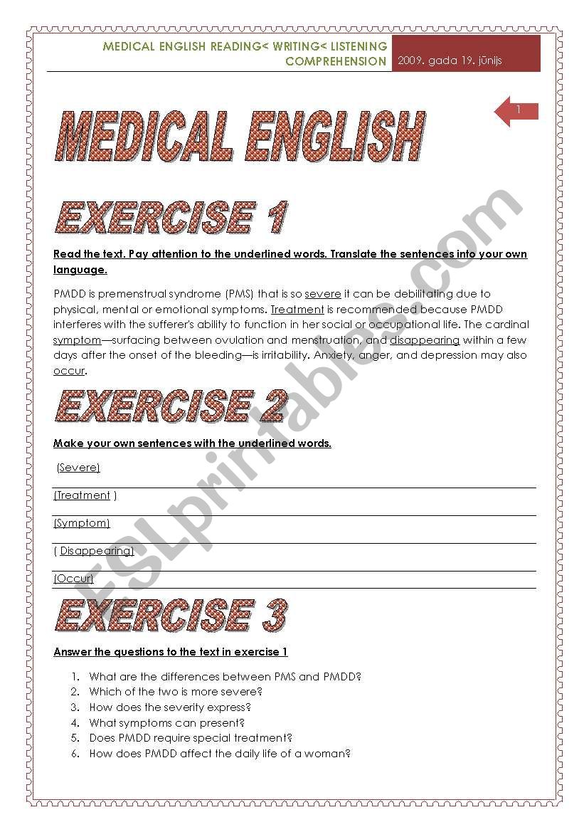 Medical English. NOT SUITABLE FOR CHILDREN