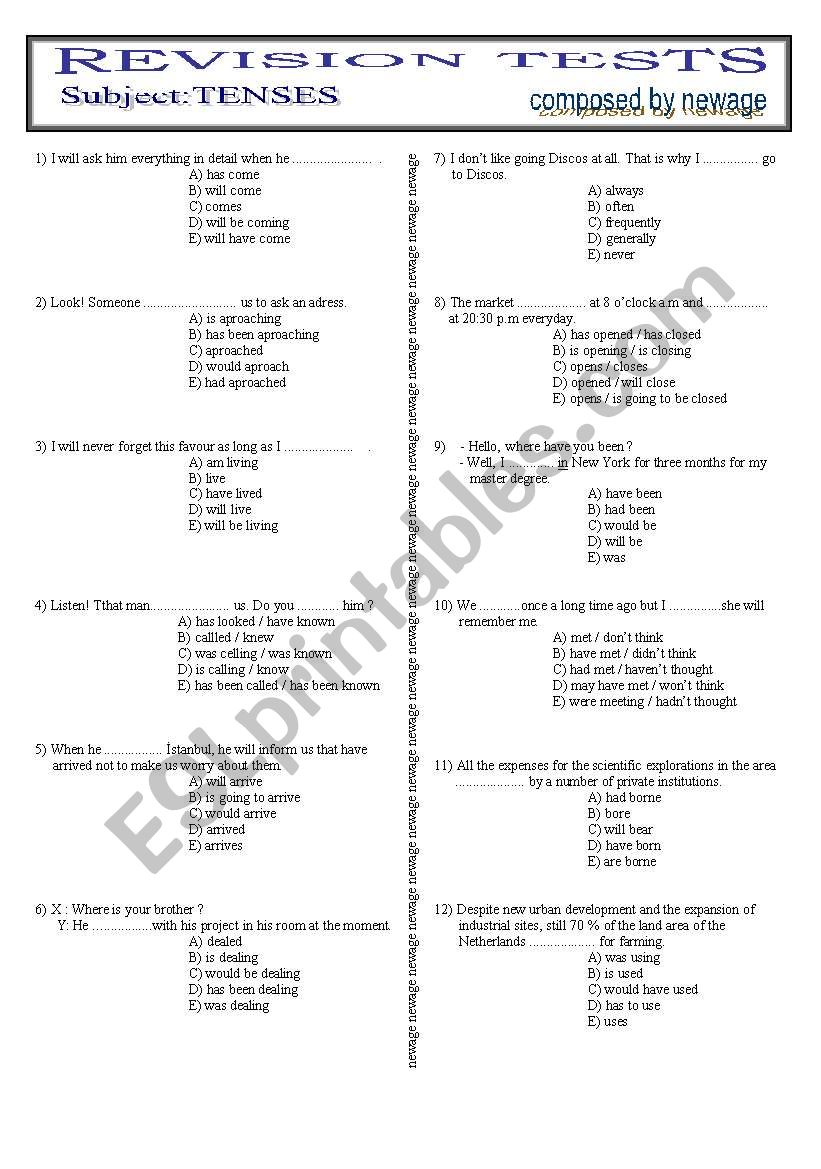 TENSES ( MIXED) worksheet