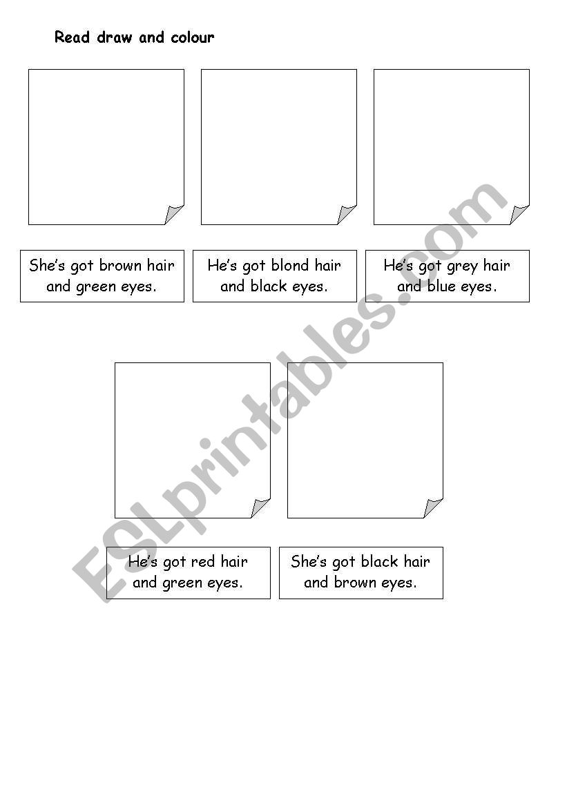 read, draw and colour worksheet