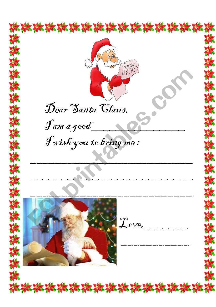 Letter To Santa Claus worksheet