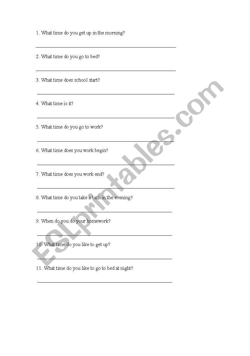 TIME QUESTIONS worksheet