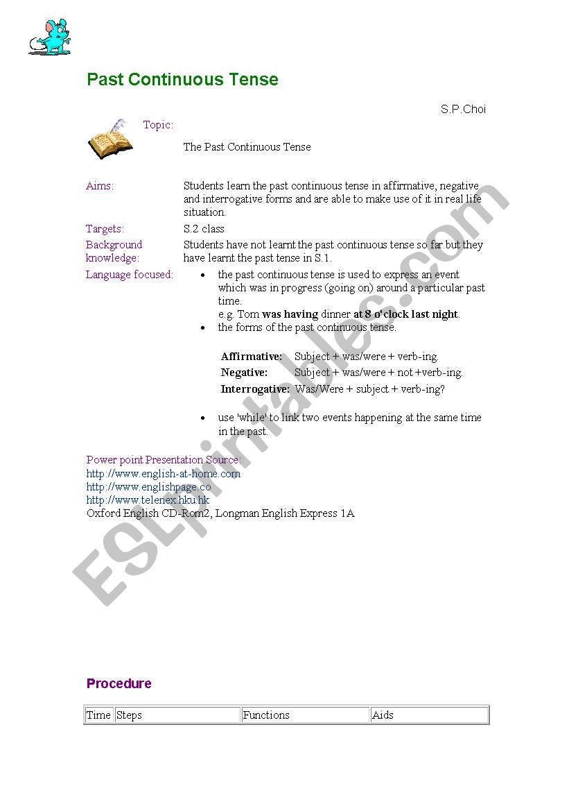 past continuous worksheet