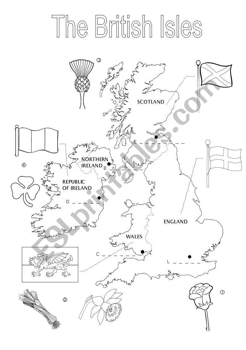 The British Isles (flags, capital cities, emblems)