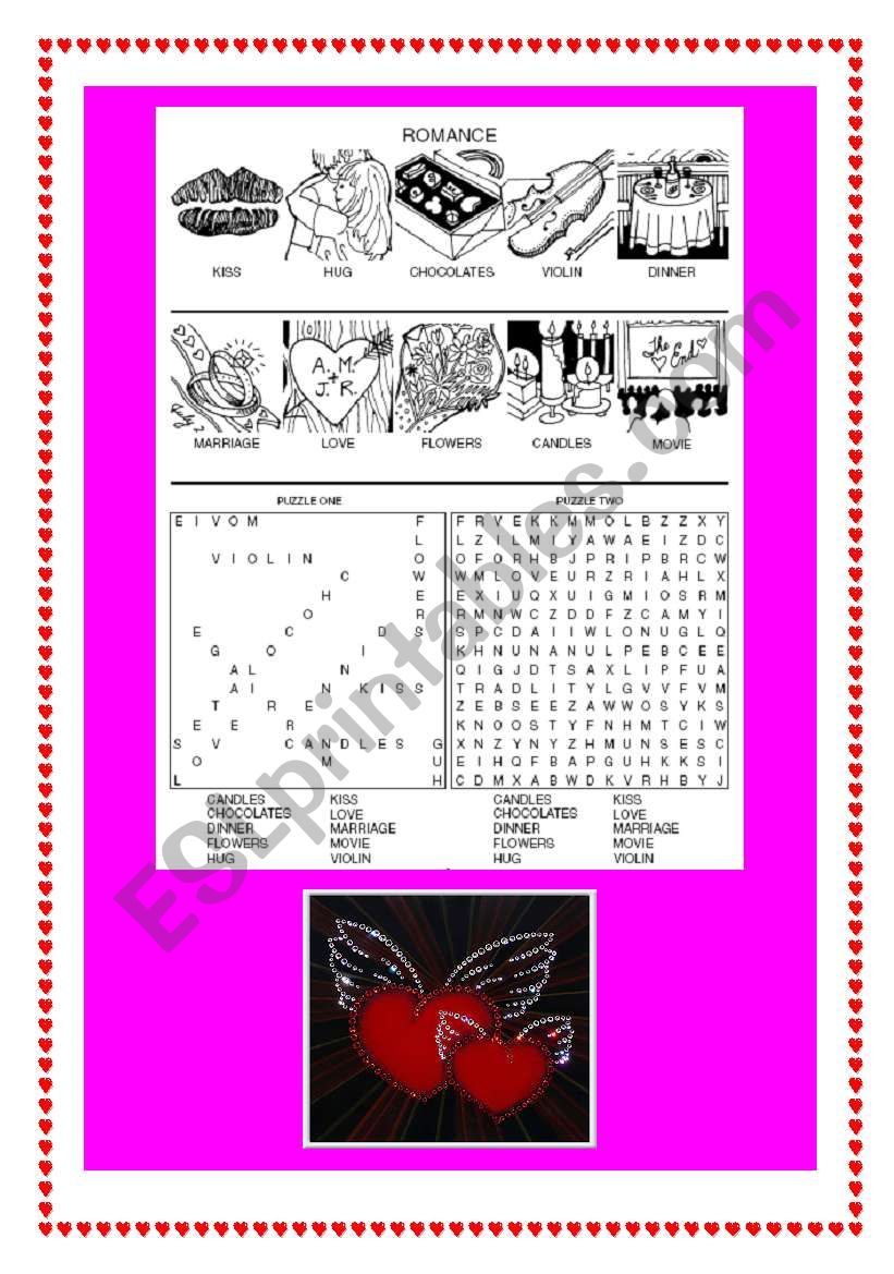 Thematic Word Search Puzzle - Romantic