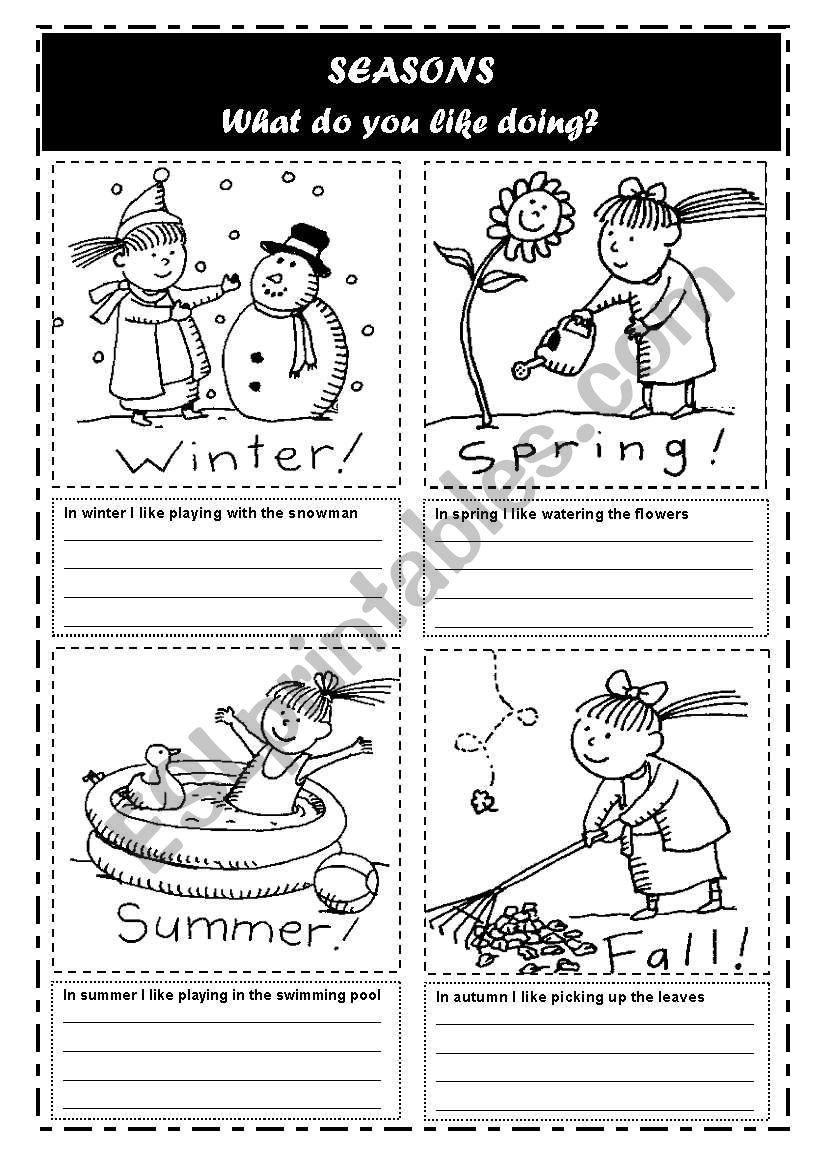 Writing 2 pages - SEASONS, DAYS OF THE WEEK:: (DONÂ´T) LIKE/ + ING  