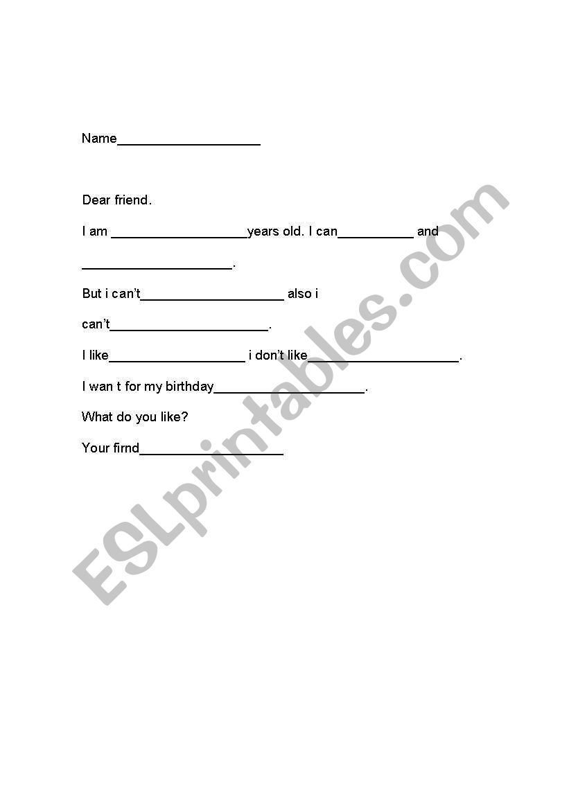 Letter with can, cant  and like