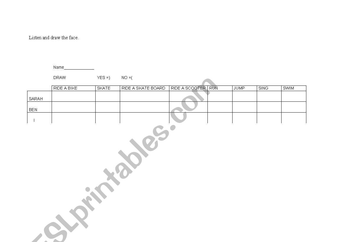 what i can do worksheet