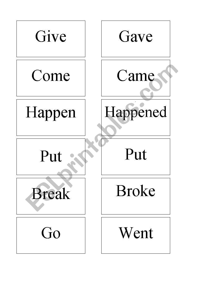 Memory game Simple Past worksheet