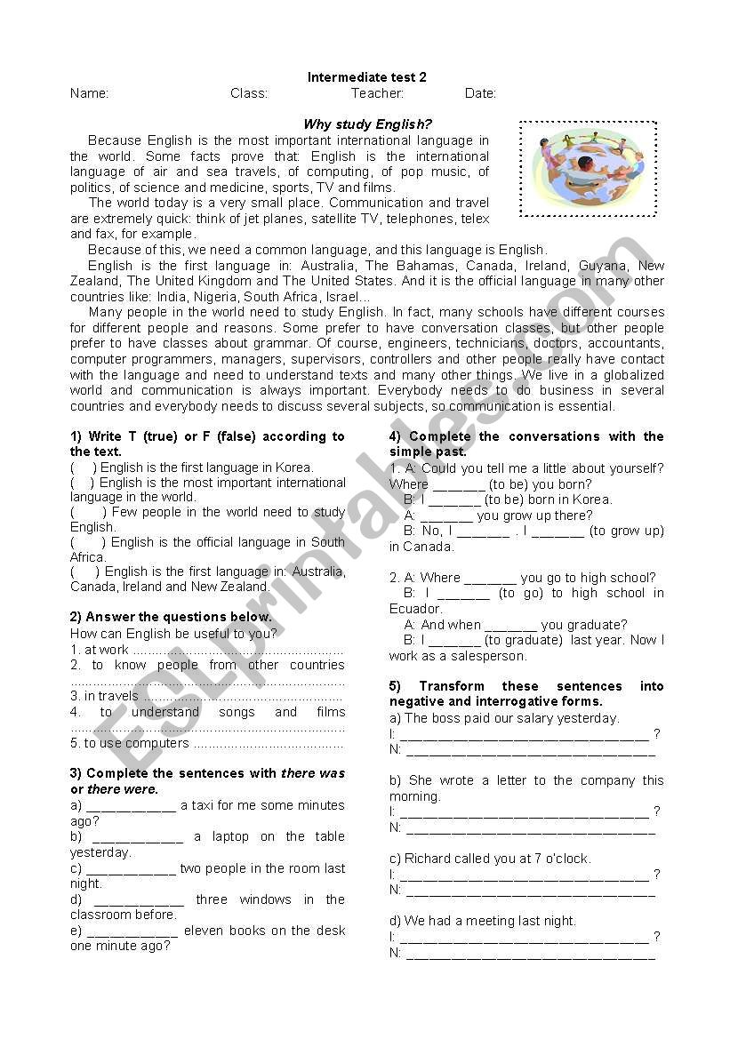 Why study English? worksheet