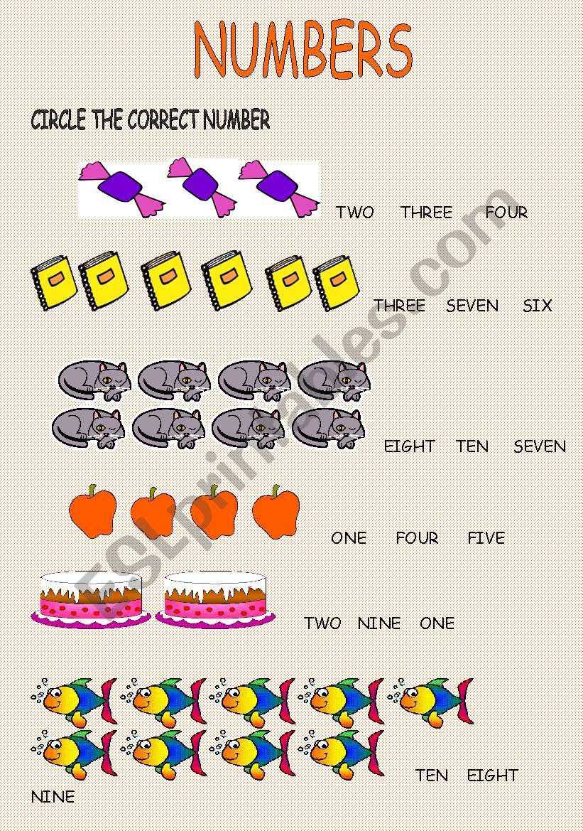 NUMBERS 1-10!! worksheet