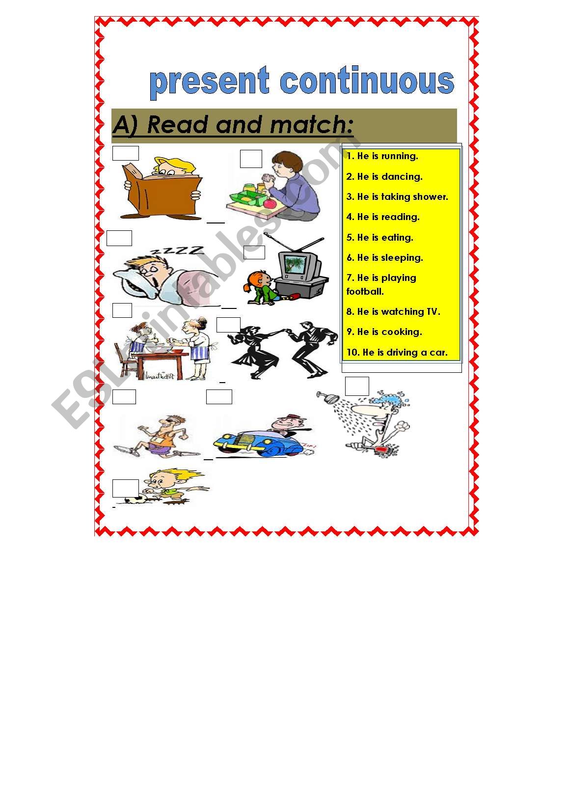 present continuous worksheet