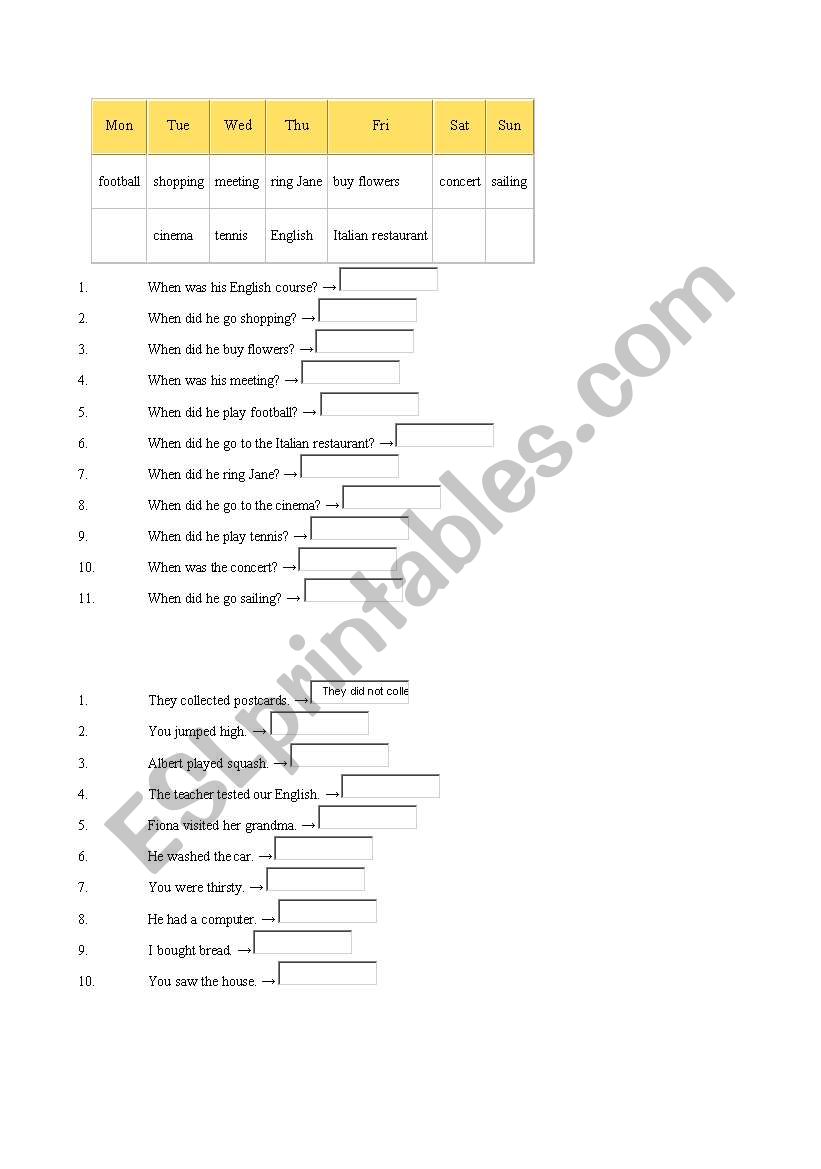 Past Simple worksheet