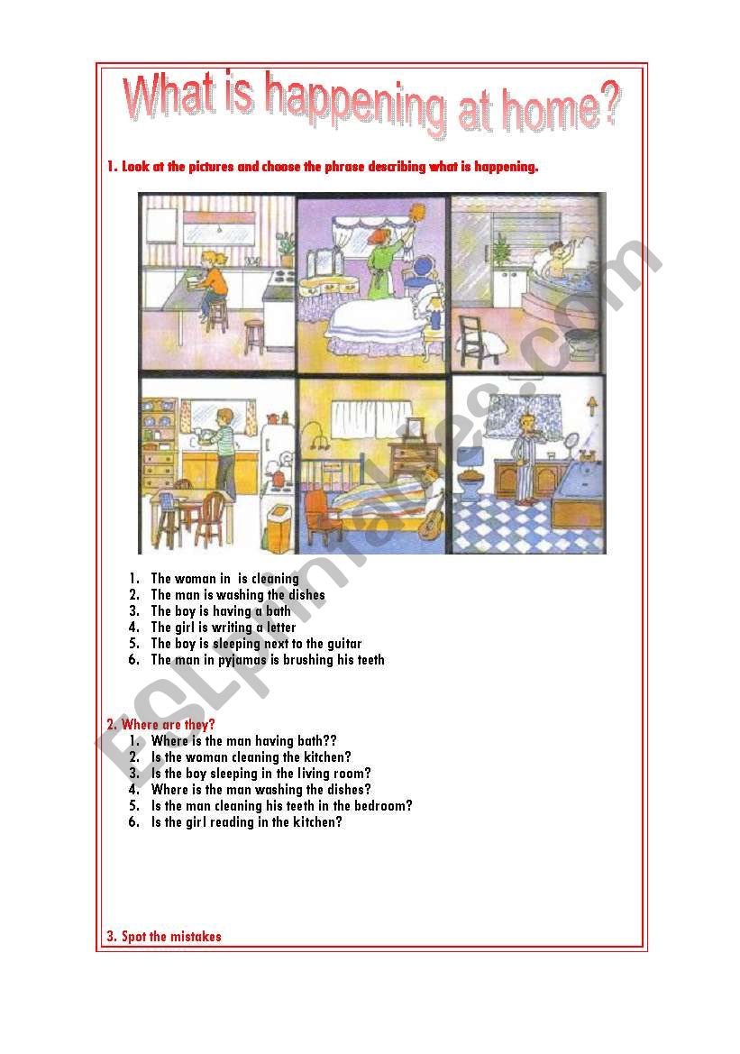 What is happening at home? worksheet