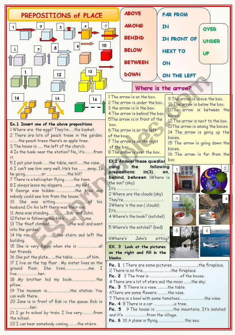 Prepositions of place worksheet