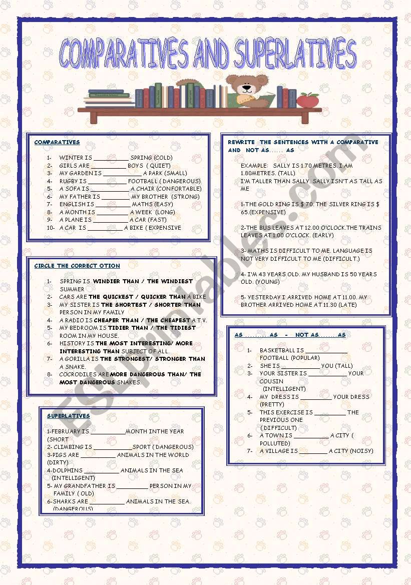 comparatives and superlatives worksheet