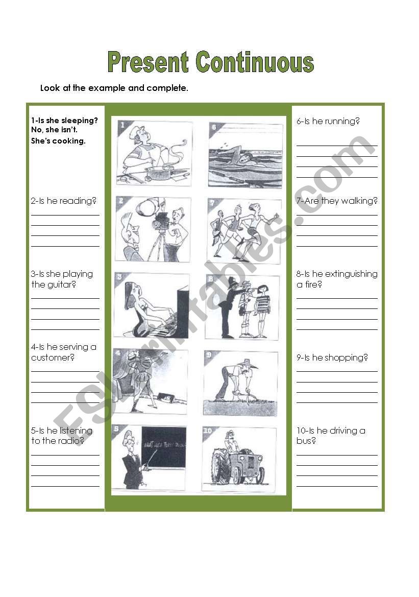 Present Continuous tense worksheet