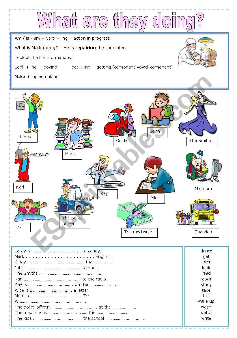 What are they doing? (2) worksheet