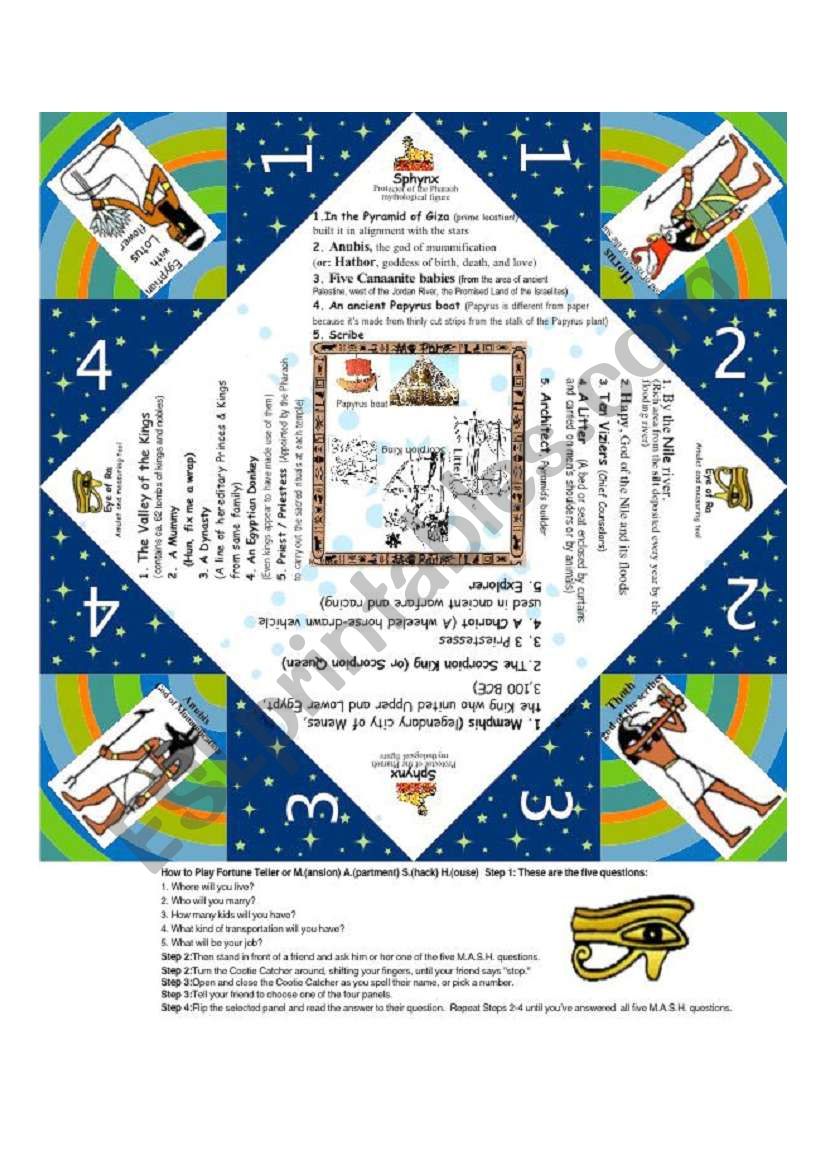 Fortune Teller worksheet