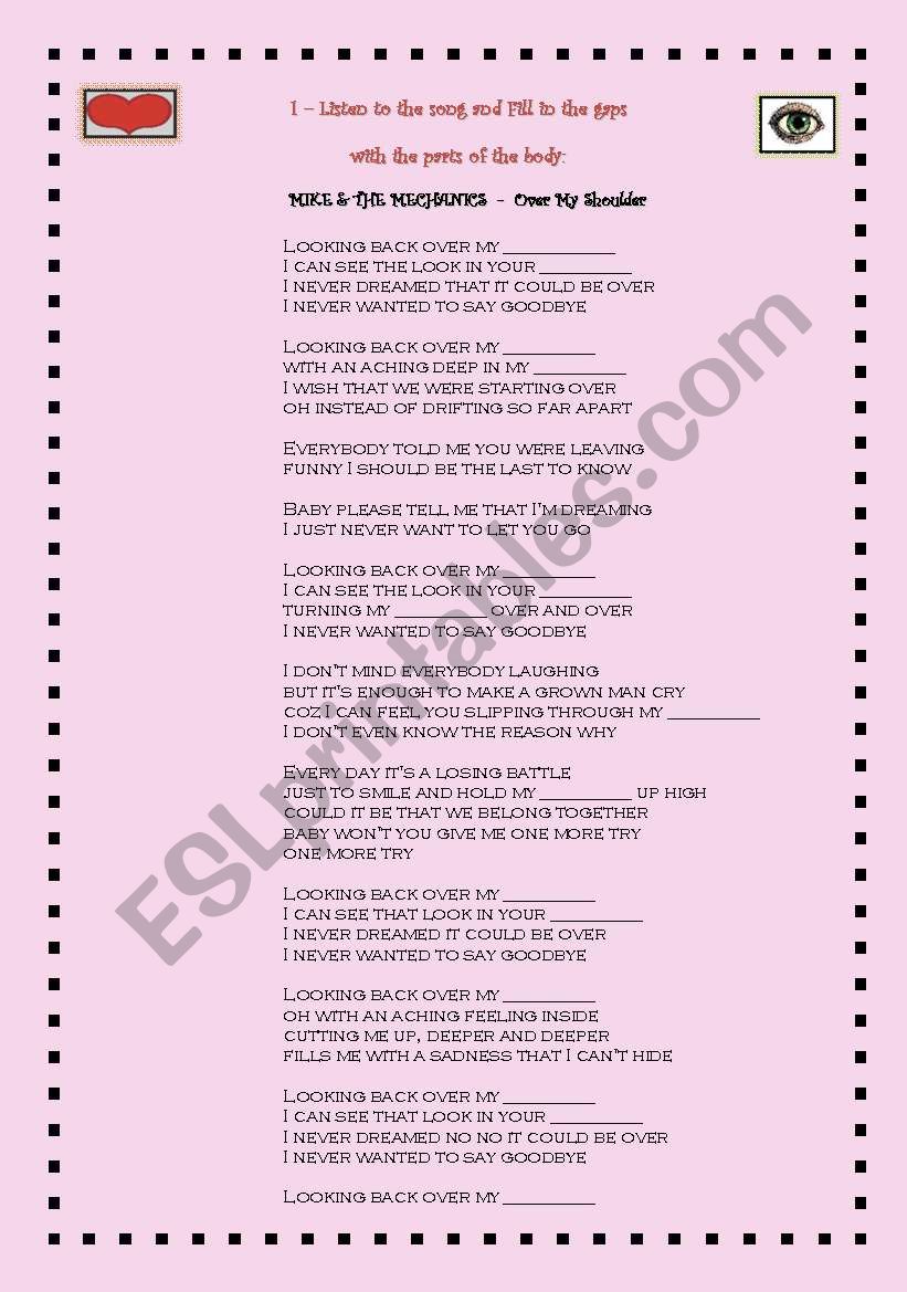 Song - Body worksheet