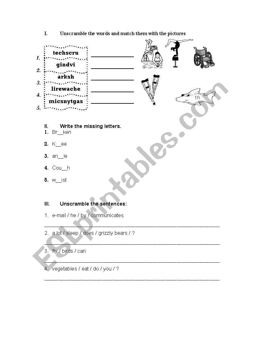 CAN/CANT worksheet