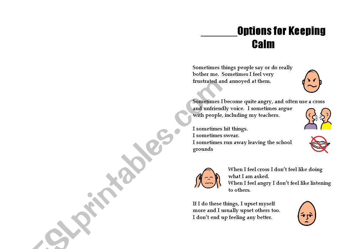 Managing Anger worksheet