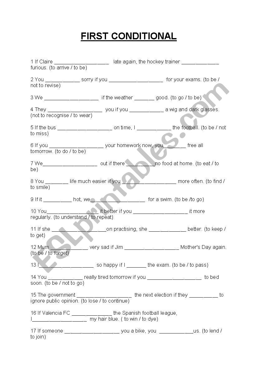 First Conditonal worksheet