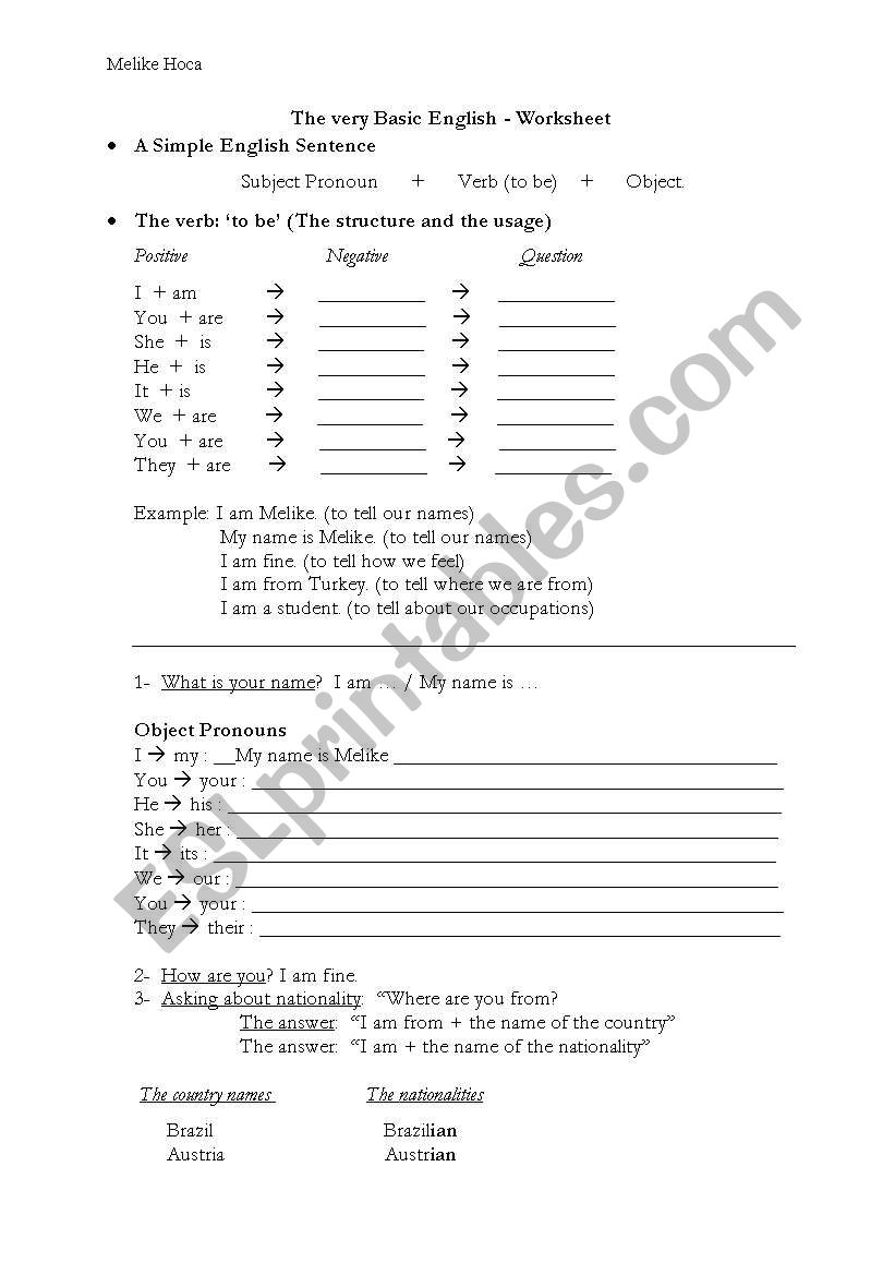 to be worksheet