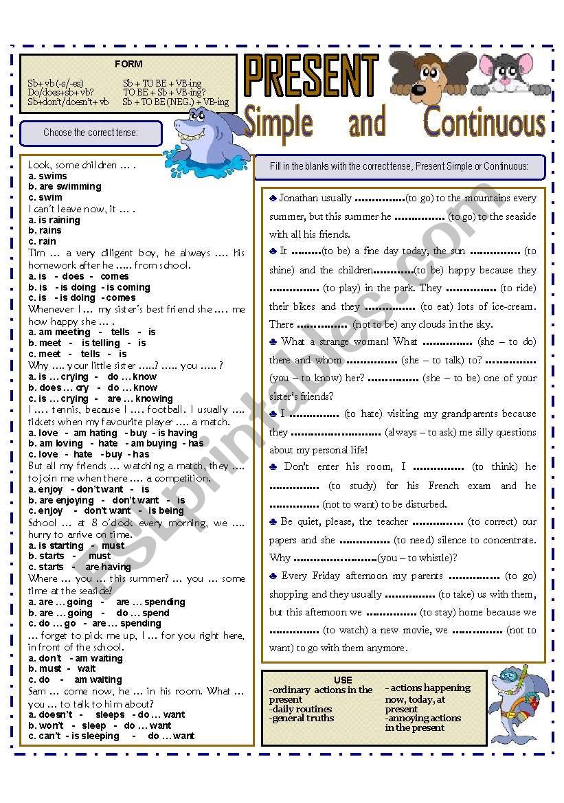 PRESENT TENSES worksheet