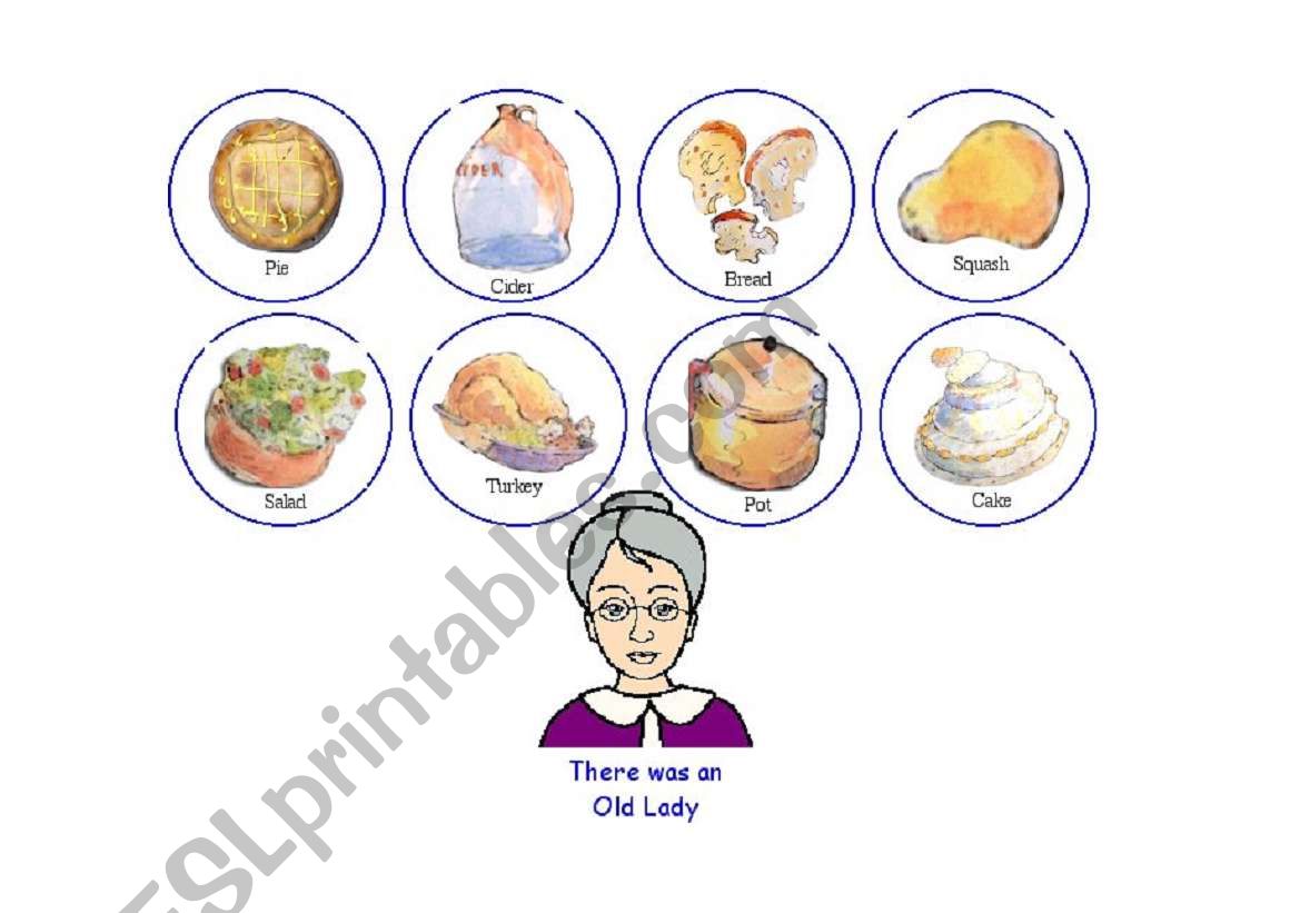 The Old Lady Swallowed a Pie worksheet