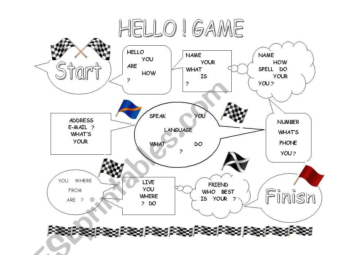 Hello!  Greetings Game worksheet