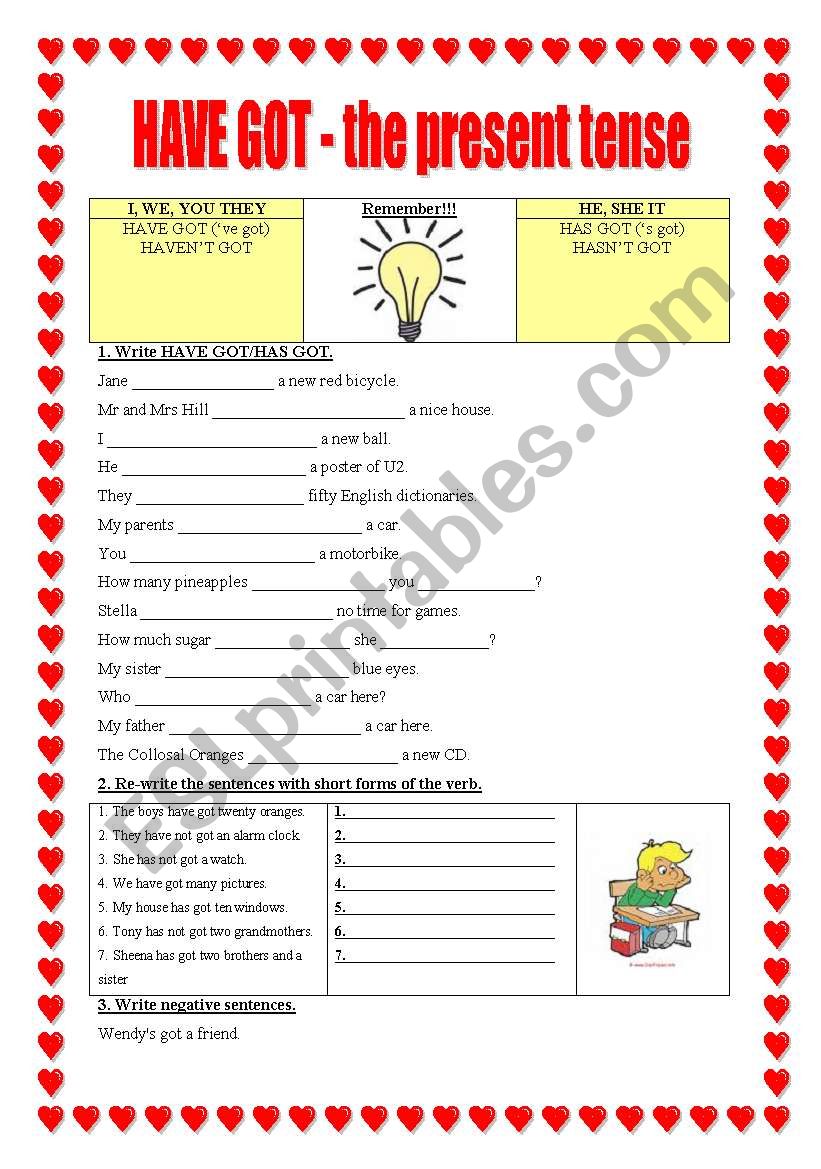 have got - present worksheet