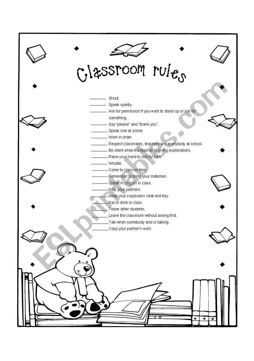 classroom rules worksheet