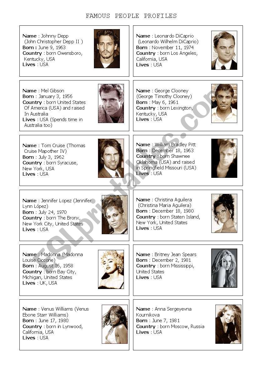 Famous People worksheet