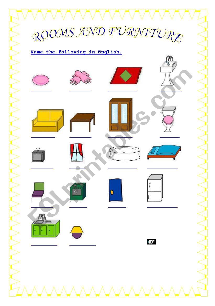ROOMS AND FURNITURE worksheet