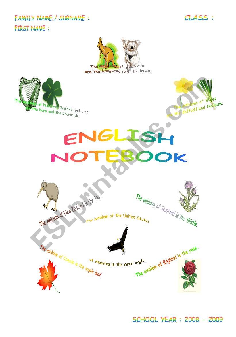 MY ENGLISH NOTEBOOK worksheet