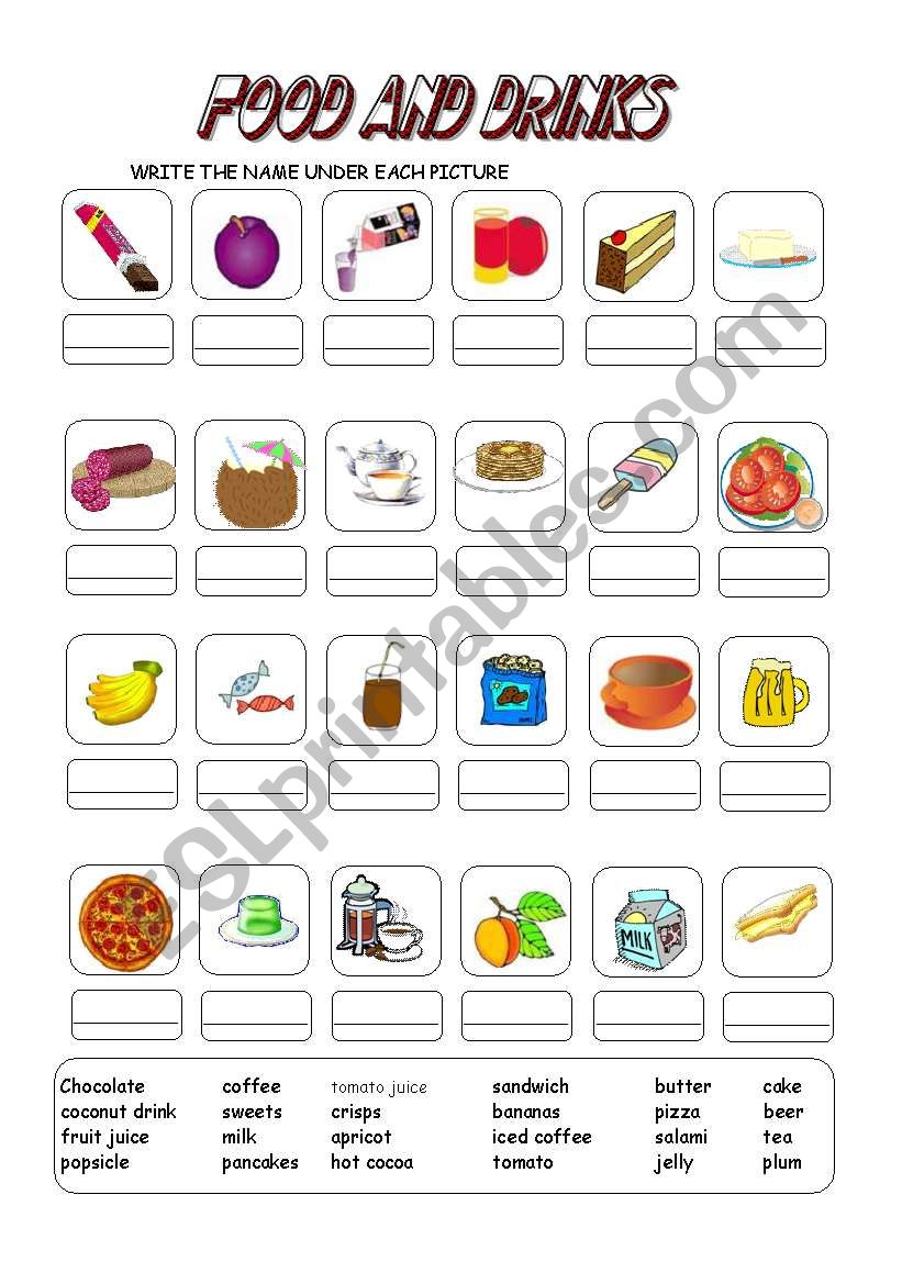 FOOD AND DRINK 1 worksheet