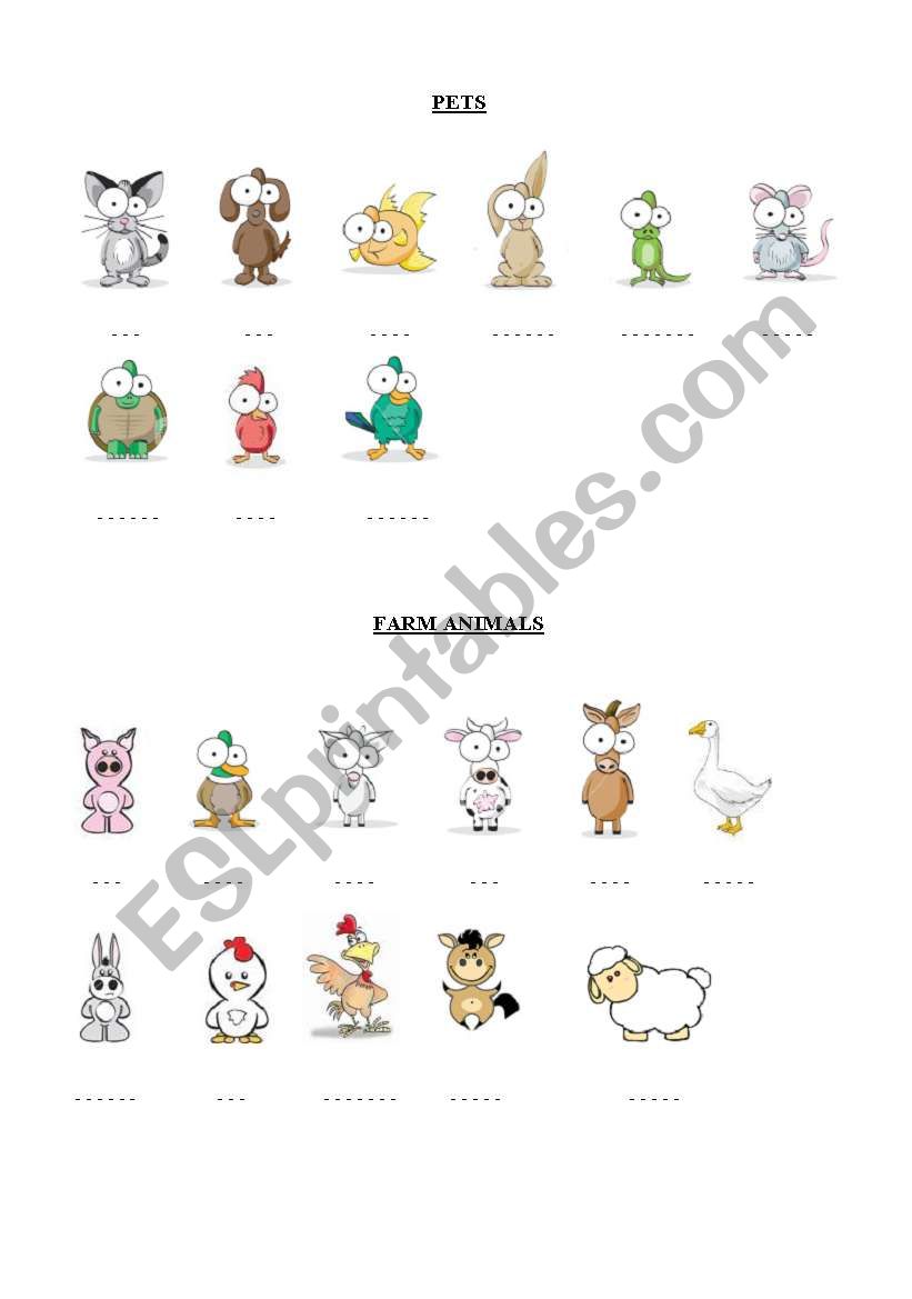 Pets and Farm Animals worksheet