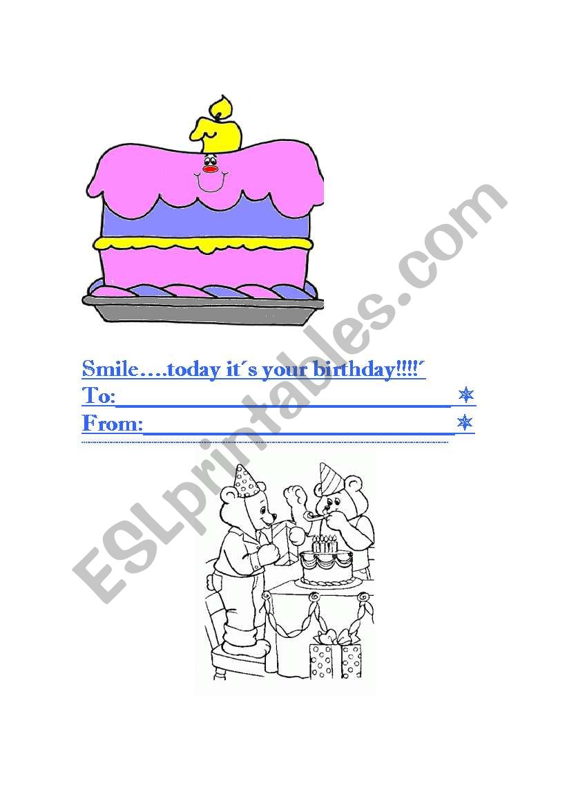 Smile, itīs your birthday worksheet Smile, itīs your birthday worksheet